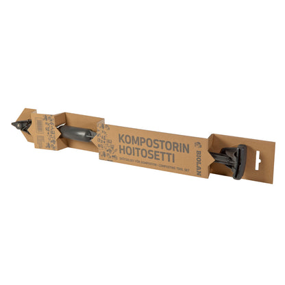 Biolan toolkit for composter with packaging on white background