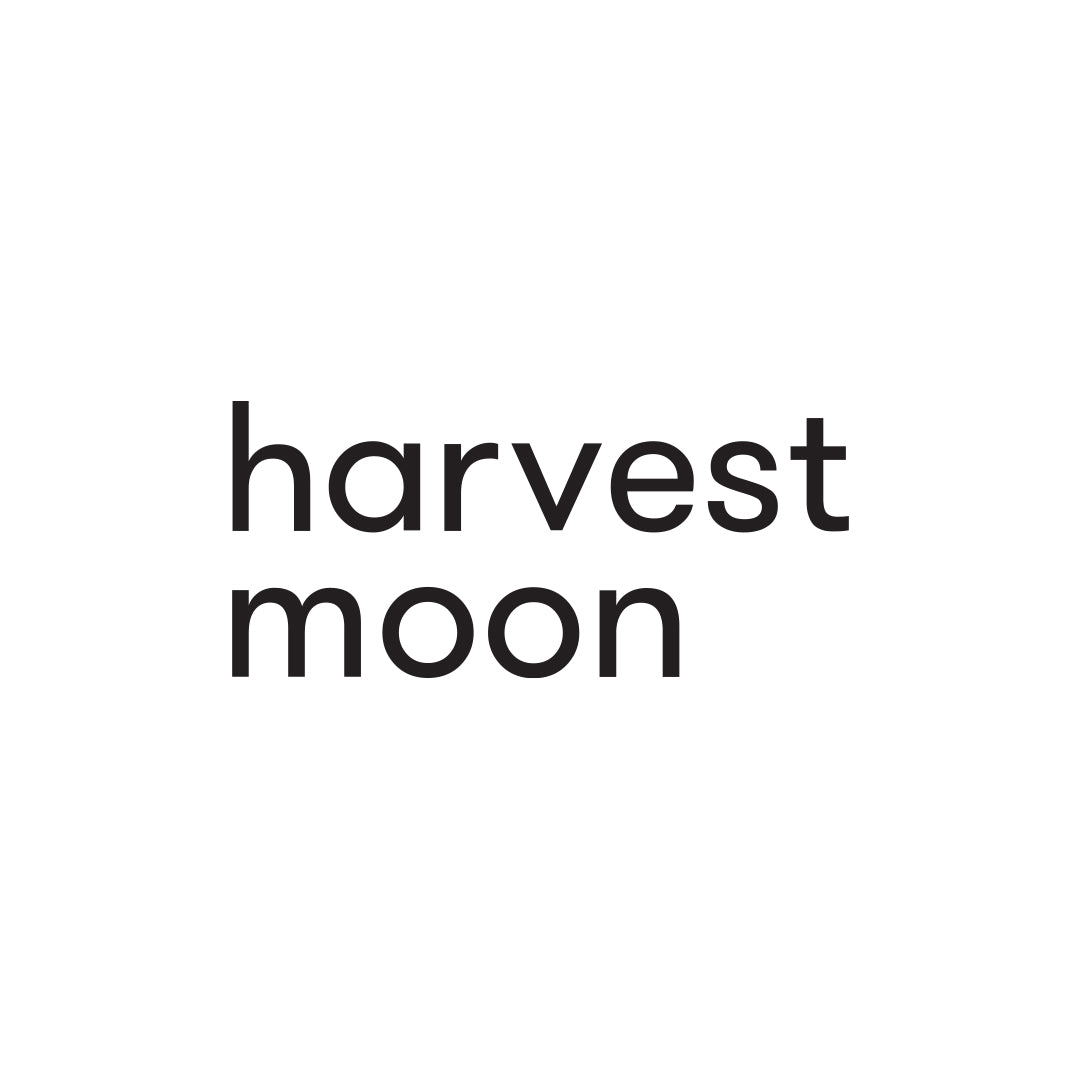Text 'harvest moon' in black on a white background